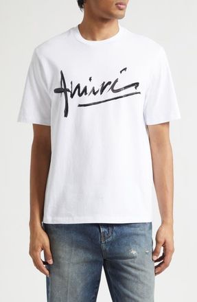 Amiri Script Logo Graphic T-Shirt in White at Nordstrom, Size Xxx-Large