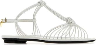 Prada Womens Strappy Leather Sandal White