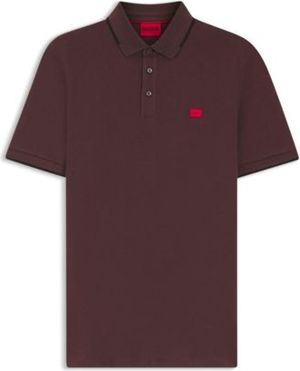 HUGO BOSS Cotton-piqu&eacute; slim-fit polo shirt with red logo label