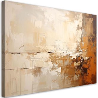 Feeby Cuadro Sobre Lienzo, Abstracci&oacute;n Beige Con Imitaci&oacute;n De Pinceladas, 120x80