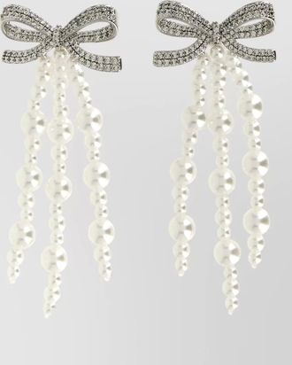 Self Portrait crystal embellished pearl drop earrings