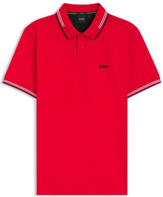 BOSS Stretch-cotton slim-fit polo shirt with branding