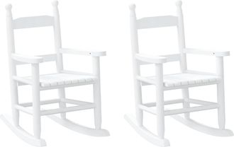 vidaXL Vidaxl - Sedie A Dondolo Per Bambini 2 Pz Bianche Legno Massello Pioppo