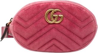 Gucci Pre-owned Belt Bags, female, Pink, Size: ONE SIZE Pre-owned Velvet Crossbody Bag
