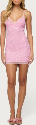 Edikted Brielle Polka Dot Lace Minidress in Pink at Nordstrom, Size X-Large