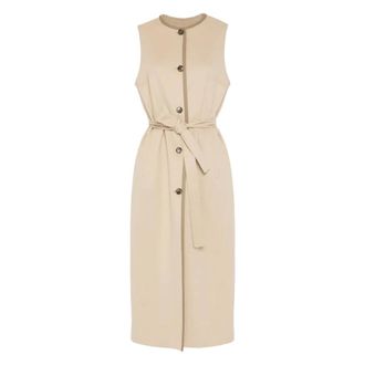 Yves Salomon Shirt Dresses, female, Beige, Size: XL Long Double-sided Cashmere-Blend Gilet