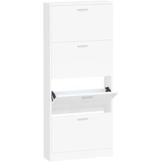 vidaXL Vidaxl - Mueble Zapatero Madera Contrachapada Blanco 59x17x150 Cm