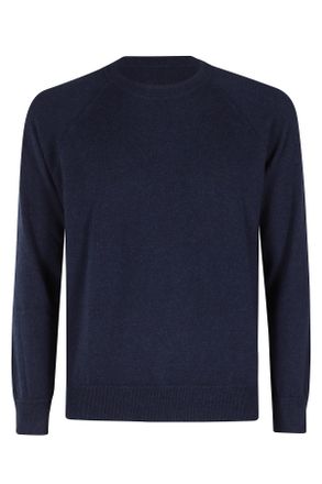Gran Sasso Navy Raglan Sleeve Crewneck Cashmere Sweater