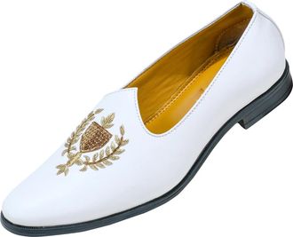 Generic EthnicVibes Mens Zardozi Jutti Premium embroidery Designer Wedding & Sherwani Mojari US Size 7-11(Cream, Brown & White), White, 9 UK