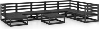 vidaXL 9 Piece Garden Lounge Set Black Solid Pinewood Vidaxl