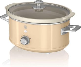 SWAN Retro SF17021CNEU Slow Cooker 3,5L Contenitore di Cottura rimovibile, Ceramic Non-Stick pfoa & ptfe Free, 3 Livelli di Temperatura, Coperchio