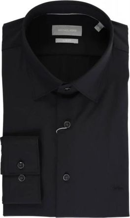 Michael Kors Slim Fit Performance Stretch Overhemd - Heren - Zakelijke Overhemden - Zwart - M - Leer - Overhemden
