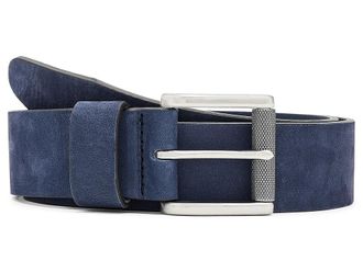 Johnston & Murphy Nubuck Roller Buckle Belt Mens Belts Navy : 36, Leather/Nubuck