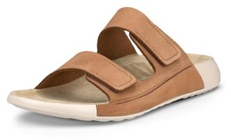 Ecco Pantolette ECCO COZMO W, Damen, Gr. 35, braun, Nubukleder, Schuhe Pantolette, Sommerschuh, Schlappen mit zwei Klettverschlussriemen