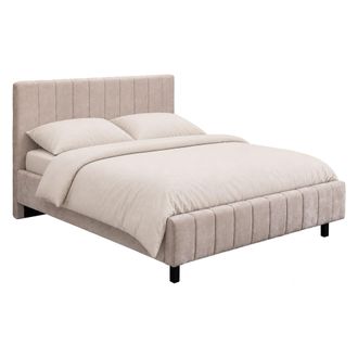 Dmora Cama Matrimonial Exmouth, Dimensiones Colch&oacute;n 160x200 Cm, Cabecera Y Borde Acolchados, Beige