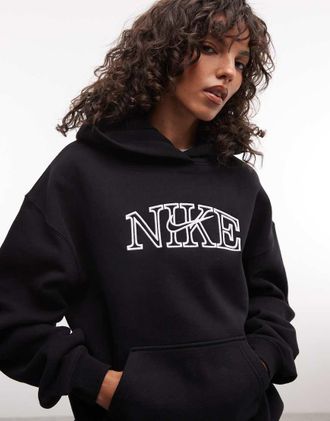 Nike Studio - Felpa oversize in pile di media pesantezza nera con logo-Nero
