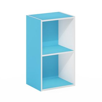 Furinno Pasir 2-Tier Open Shelf Bookcase, Light Blue/White