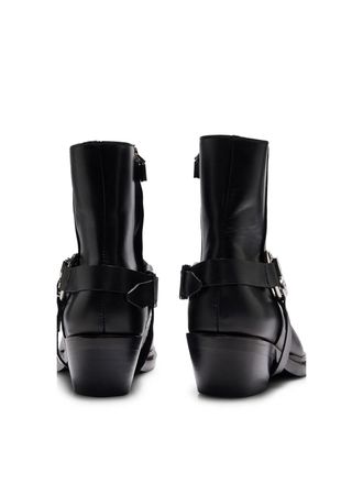 HUGO BOSS Womens Kody Stacked-Logo Ankle Boots Black Shoes >