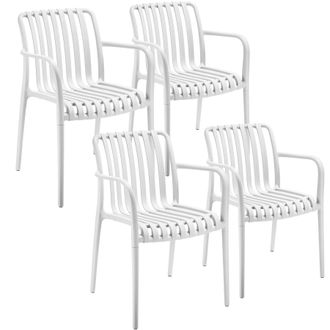 TecTake Garden Chairs Alcudia in Cream | Size: 4 Person