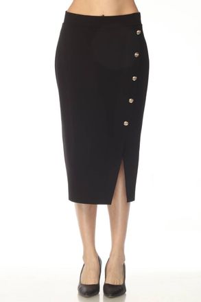 Joseph Ribkoff Asymmetric Slit Midi Pencil Skirt In Black