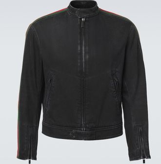 Gucci Giacca biker di jeans Web Stripe