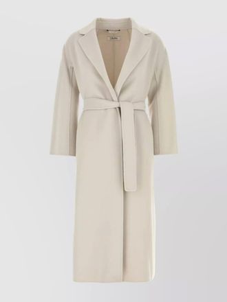 Max Mara virgin wool belted single breasted midi coat