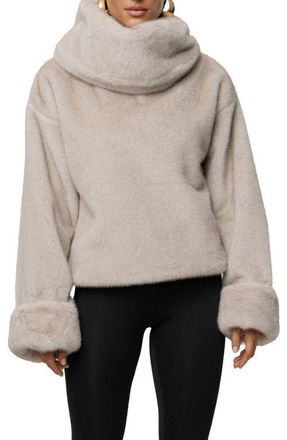 JLUXLABEL Turtleneck Faux Fur Pullover in Gray at Nordstrom, Size Small