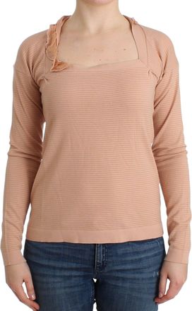 Ermanno Scervino Orange Wool Blend Striped Long Sleeve Womens Top