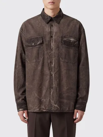 Uma Wang Relaxed Fit Distressed-Effect Cotton Shirt with French Collar