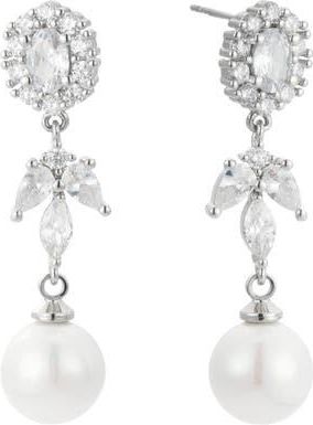 Untamed Petals Palace Pearl and Crystal Drop Earrings in Silver at Nordstrom