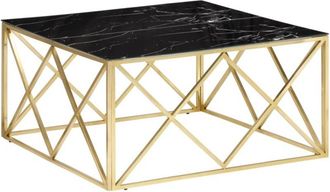 vidaXL Mesa De Centro Dorada Acero Inoxidable Y Vidrio Templado Vidaxl