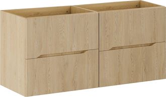 Vente-Unique Mueble de ba&ntilde;o suspendido estriado - Natural claro - 120 cm - ORISO