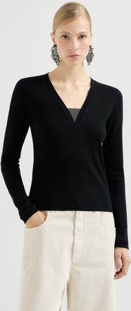 Brunello Cucinelli Ribbed jersey T-shirt in Black at Nordstrom, Size 3X-Large Eu