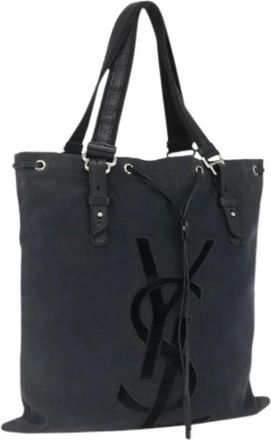 Saint Laurent Pre-owned Tote Bags, female, Black, Size: ONE SIZE Pre-owned Canvas Tote Bag