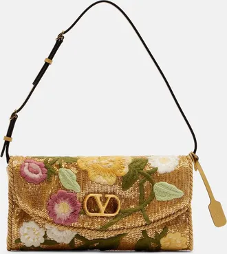 Valentino Garavani DeVain Small beaded floral shoulder bag