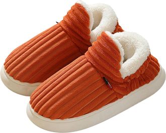 Generic The Cozy & Stylish Slipper, Slipper Booties for Women Men, Warm Plush House Slippers Thick Sole Anti-Skid Slides (Orange,Large)