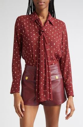 L'agence Basil Tie Neck Shirt in Black Cherry at Nordstrom Rack, Size Medium