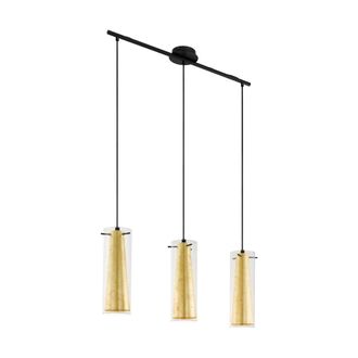Eglo Eglo - Lampadario A Sospensione Contemporaneo Pinto Gold Acciaio Nero Vetro 3 Luci E27