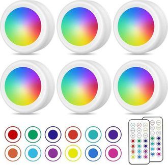 OEM Focos Led Inal&aacute;mbricos, Luces De Colores Para Armarios Con Control Remoto, Iluminaci&oacute;n De Cocina Bajo Armarios A Pilas, Luz Nocturna Led Ajustable, Pa
