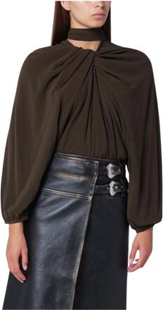 Namacheko Draped Silk Top - Dames - Blouses - Bruin - XS - Overhemden