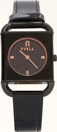 Furla Arco Square Orologio Con Cassa Quadrata Nero Nero Pelle + Metallo Donna