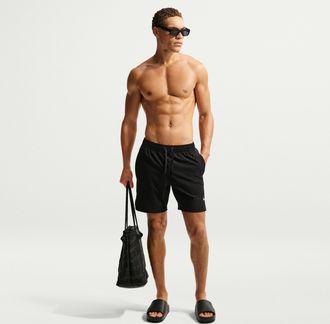 Nike Mens Swim Contend 7 Brief-Lined Volley Short in Black | NESSG486-001