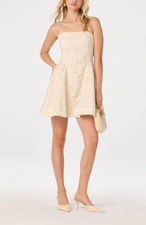 ASTR the Label Natalya Embroidered Lace Cotton Blend Minidress in Cream at Nordstrom, Size X-Small