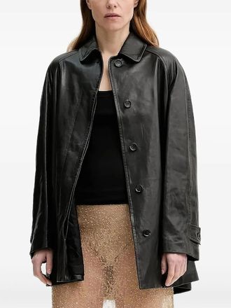 Bally buttoned leather jacket - women - Lambskin/Viscose/Recycled Polyester/Cotton - M - Black