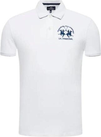 La Martina Polo shirt van katoen met korte mouwen - Heren - Polos - Wit - XL - Katoen - Tops
