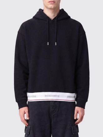 Dsquared2 Felpa con cappuccio in cotone con logo jacquard e vestibilit&agrave; relaxed