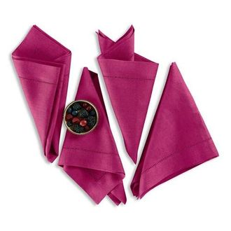 Solino Home Linen Dinner Napkins - Medium Weight Hemstitch, 20 x 20 in Festive Fuchsia at Nordstrom, Size Large