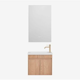 Sklum Conjunto De Mueble De Ba&ntilde;o Suspendido En Madera Con Lavabo Integrado Narek Sklum