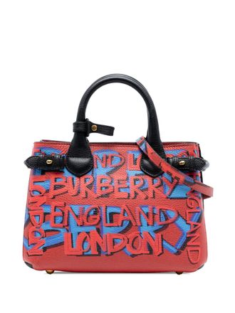 Burberry 2000-2017 Small Graffiti Print Grainy Calfskin Banner satchel - Blue