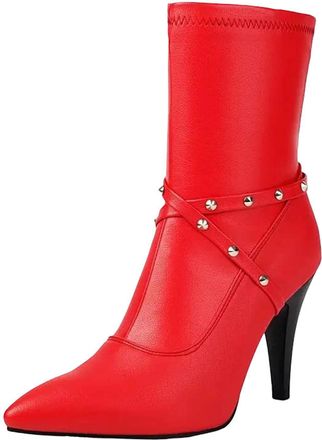 Generic Womens Sexy Mid Calf Boots Pointed Toe Super High Stiletto Heel Side Zipper With All-Over Glitter For Party Dating